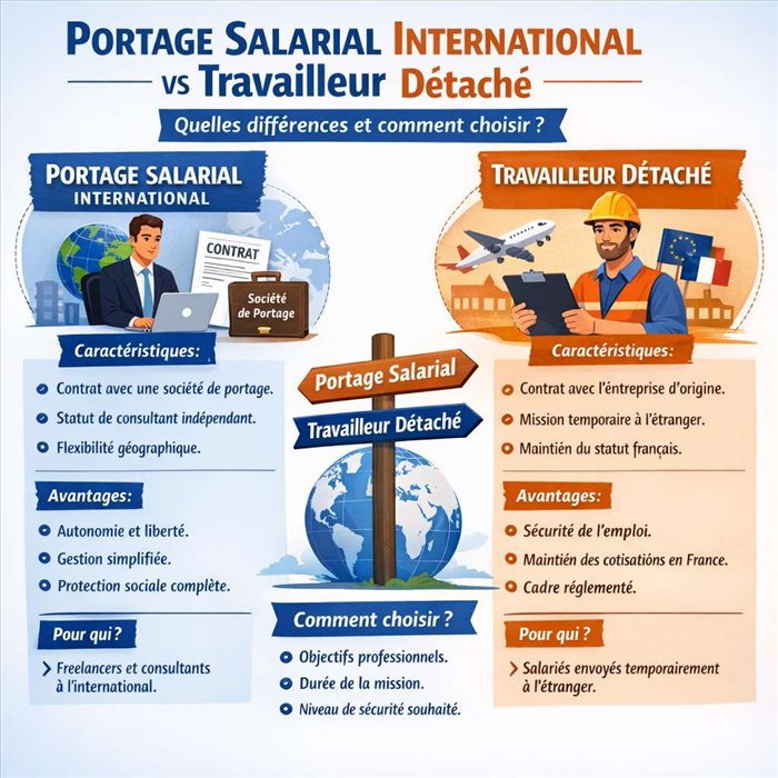 Portage salarial international vs travailleur détaché : quelles différences et comment choisir ?